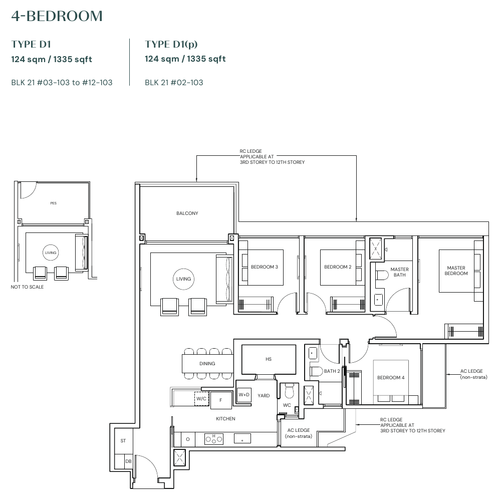4-Bedroom · Type D1 · 1,335 sqft